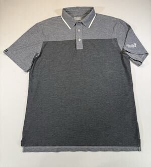 Straight Down Polo Shirt Mens Large Gray Colorblock Stretch Golf River Oaks Club